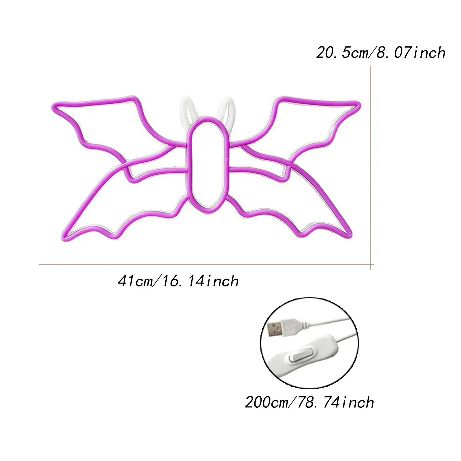 Bat Shaped Neon Sign Halloween Decoration Night Light Ambient Lighting Table