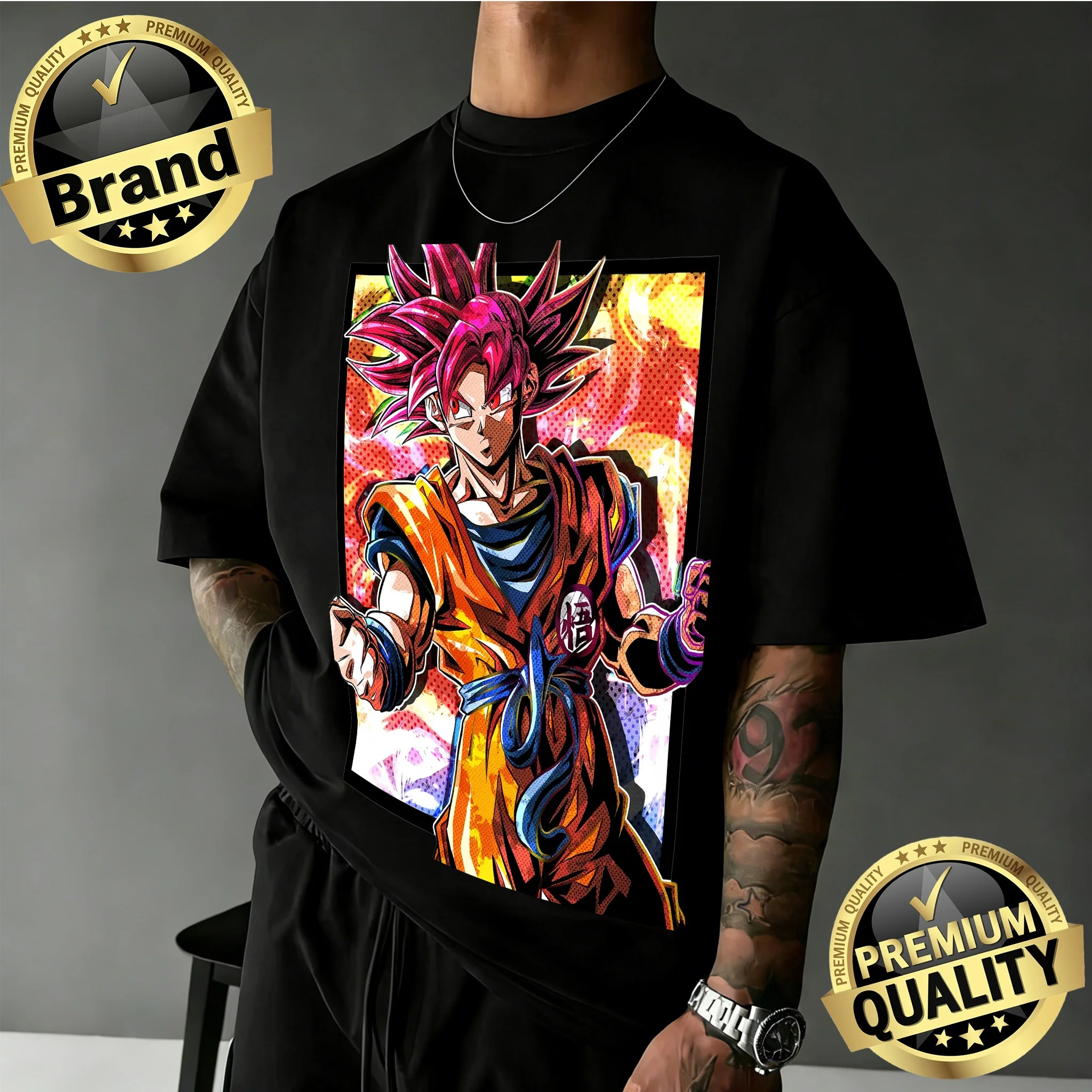 2026 Sommer Klassisches Dragon Ball T-Shirt 100% Baumwolle Oversized Goku Super Saiyan God Aufdruck Retro Lässiger Lockerer Schnitt Unisex T-Shirt