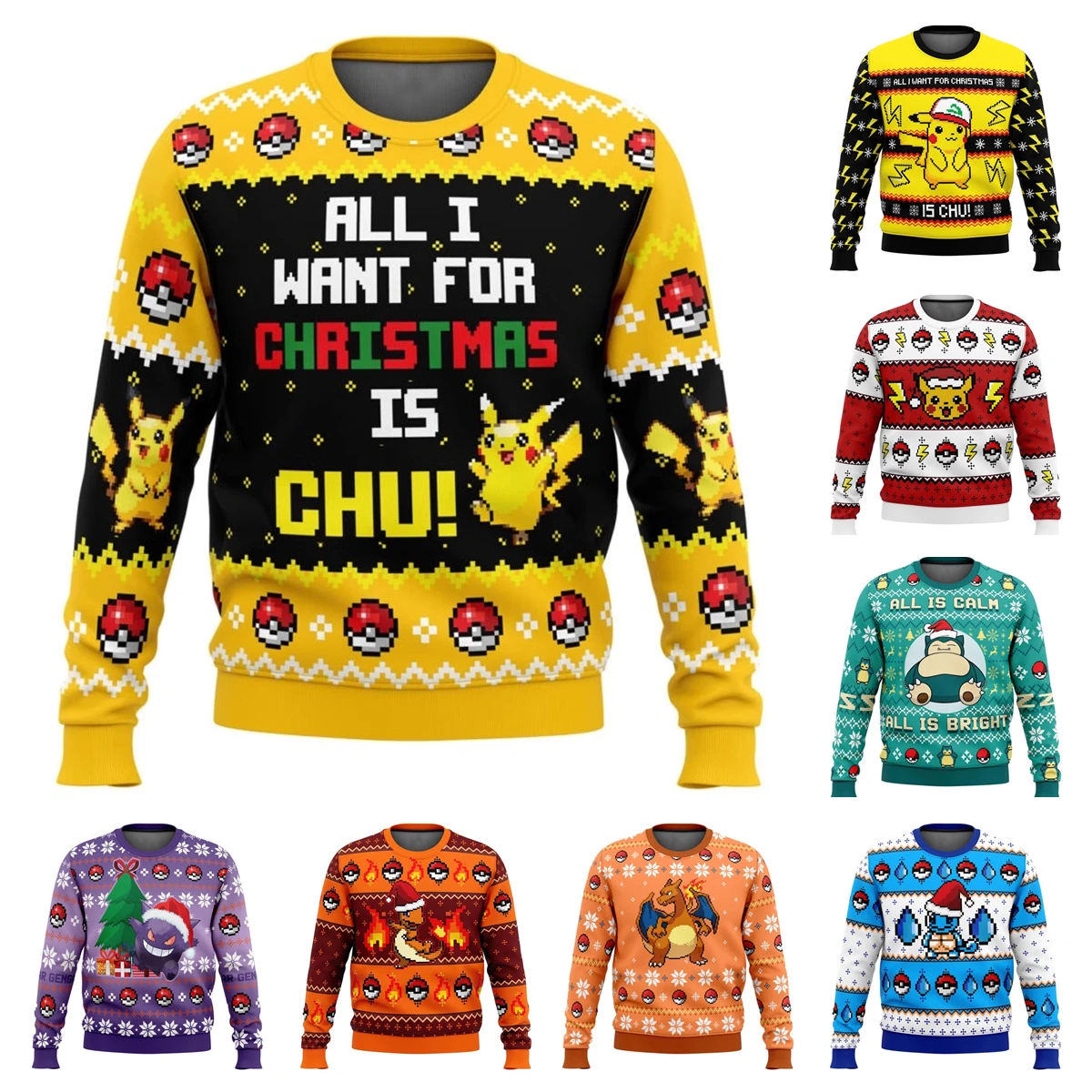 

Пуловер с изображением Покемона Пикачу, Толстовка Чаризарда, Snorlax, одежда для косплея, детская уличная рубашка с героями мультфильмов, теплые рождественские топы