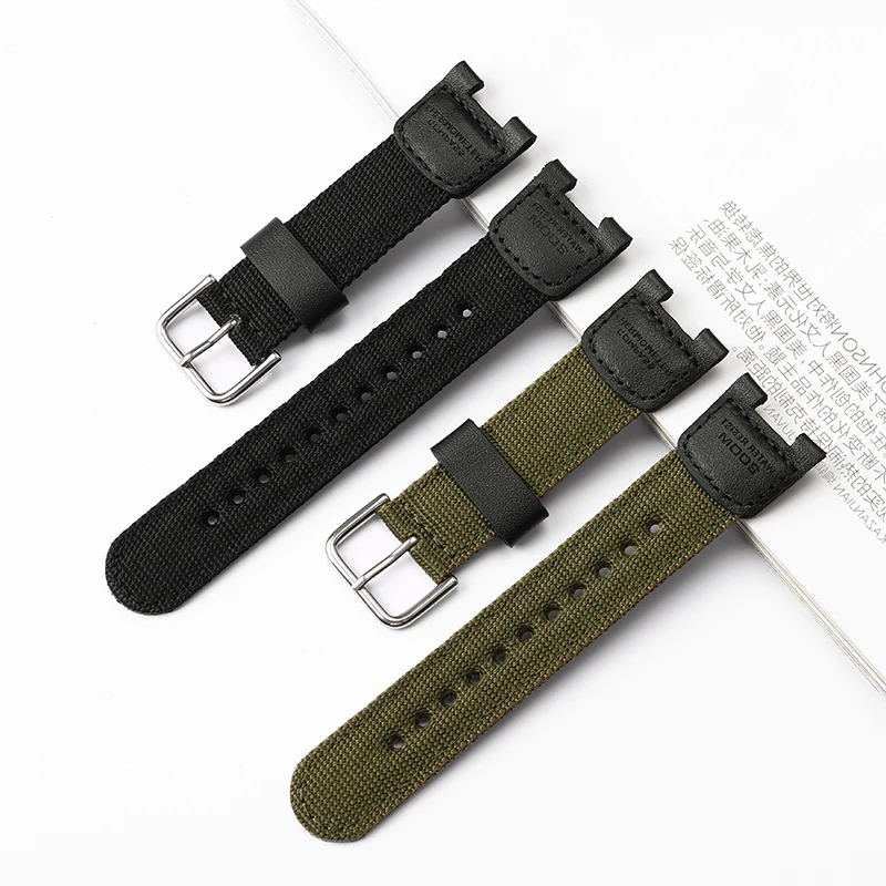 Woven Nylon Leather Watch Strap For Casio SGW-100 SGW-200 GW-3000B GW-3500B Pathfinder PAS410 24 Watch band Men\'s Sport Bracelet