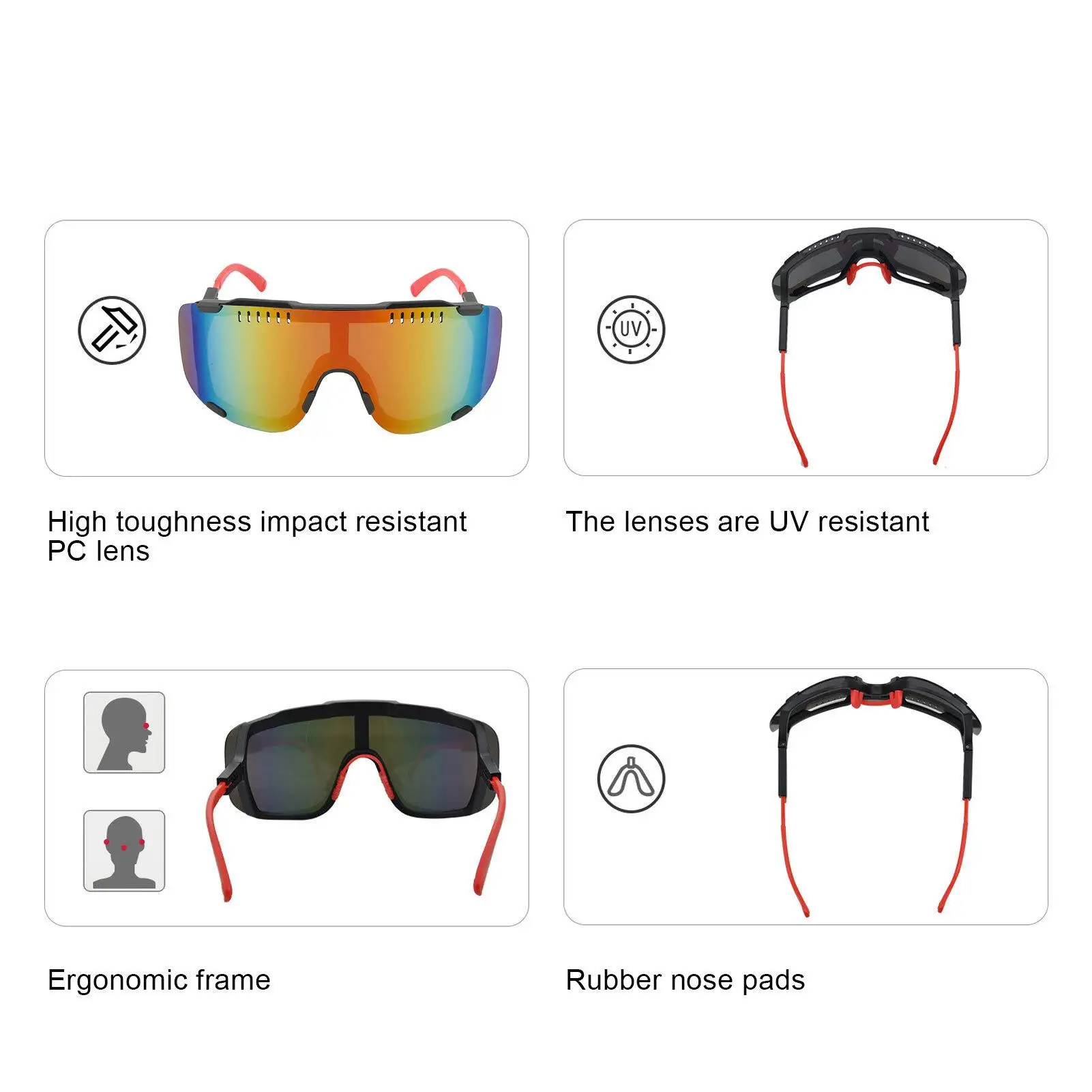 for outdoor Cycling Glasses Motorcycle Sunglasses with Soft Rubber Nose Pad + Storage Bag