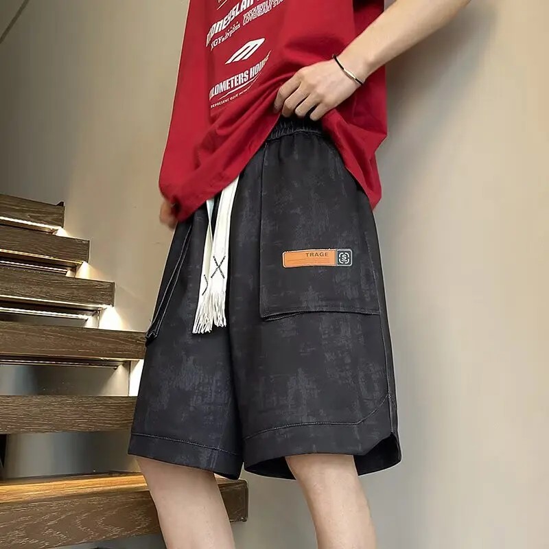 

American Dyed Loose Fit ort Pants Men's Summer Thin Five-Point Beach Sports Mid-Pants Breathable Youthful Casual orts