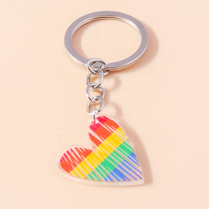 Cartoon Smile Rainbow Keychain Resin Key Rings Gifts for Women Men Car Key Chain Jewelry Bag Accessories