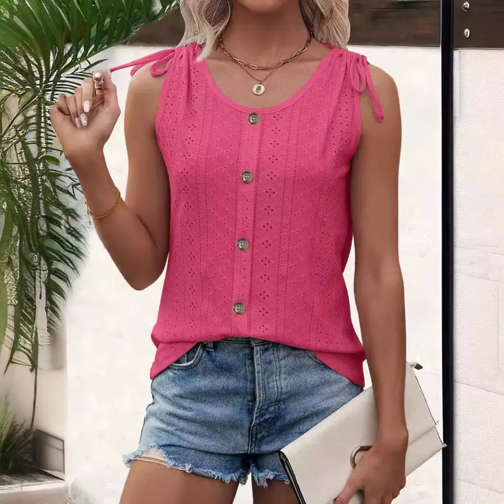 

Women's Sexy Casual Pure Color U-Neck Vest Top Spring/Summer European American Style Independent Station Wish New Clothing