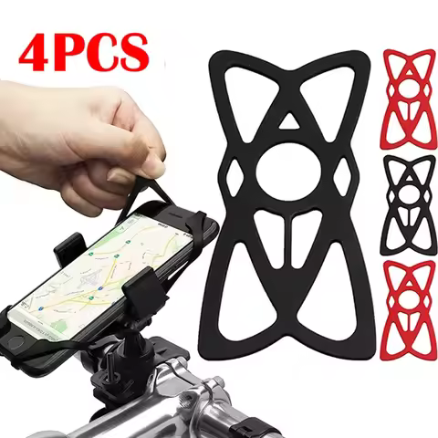 1-4Pcs Bike Motorcycle Silicone Cell Phone Holder Band Universal Elastic Rubber Security Strap for Bicycle Handlebar Cradle Clip