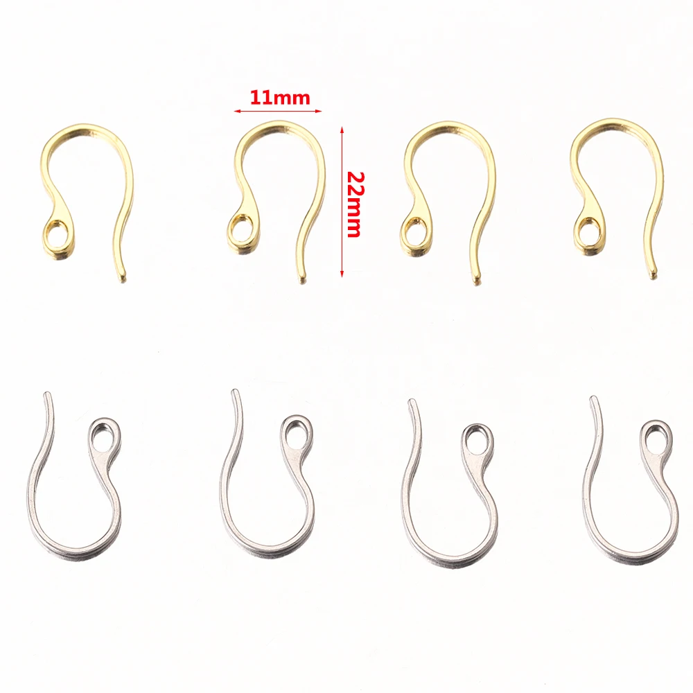 20pcs Gold-Plate Earrings Hooks 304 Stainless Steel Ear Wires Findings Earring Clasps for Jewelry Making Supplies Accessories