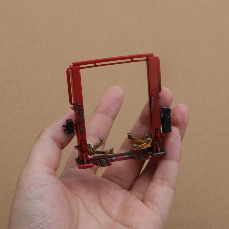 1/64 스케일 디오라마 수지 유지 보수 테이블 데스크탑 장식 주차 차고 DIY 조립 부품에 대 한 1PCS 시뮬레이션 자동차 리프트 모델
