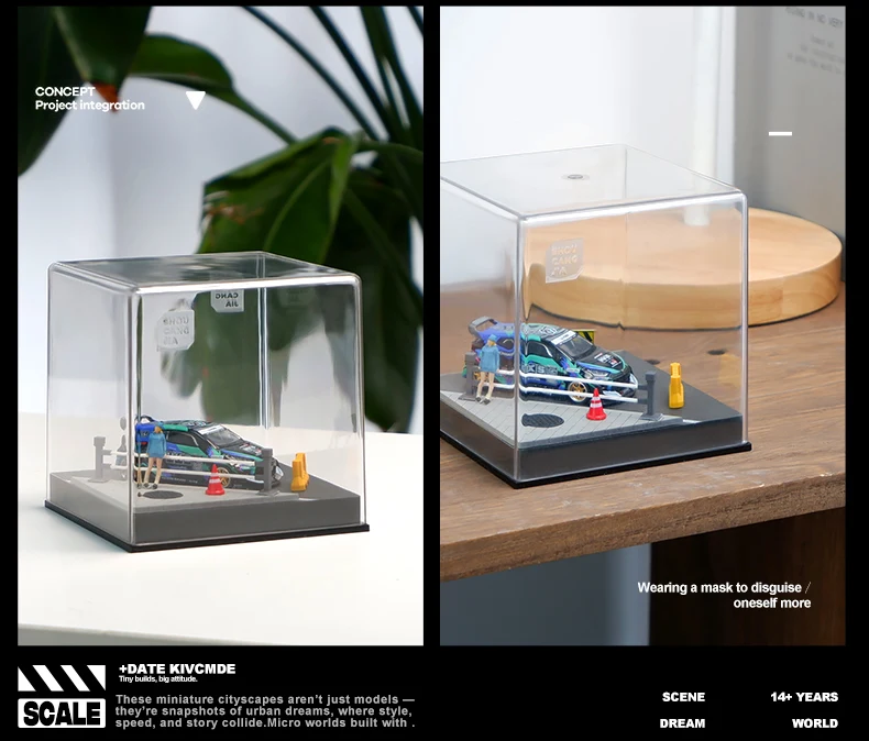 Collector 1/64 Car Model Parking Lot Small-scale Scene Acrylic Display Dust Cover Storage Box Friends Gifts Collect Ornaments
