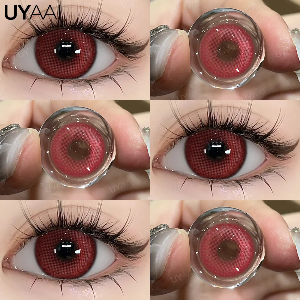 UYAAI 1 Paar Cosplay-Kontaktlinsen in roter Farbe, Halloween-Linsen für gruselige große Augen, verrückte rote Augen-Make-up-Linsen für Cosplay-Partys – Detail 17