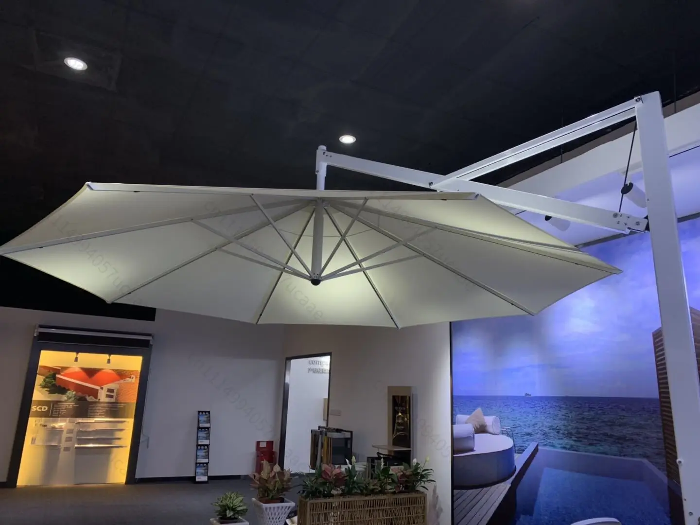 Custom Large Jumbo Roman Umbrella Beach Restaurant Cafe Use 4*4 m Round Aluminum Jumbo Roman Umbrella