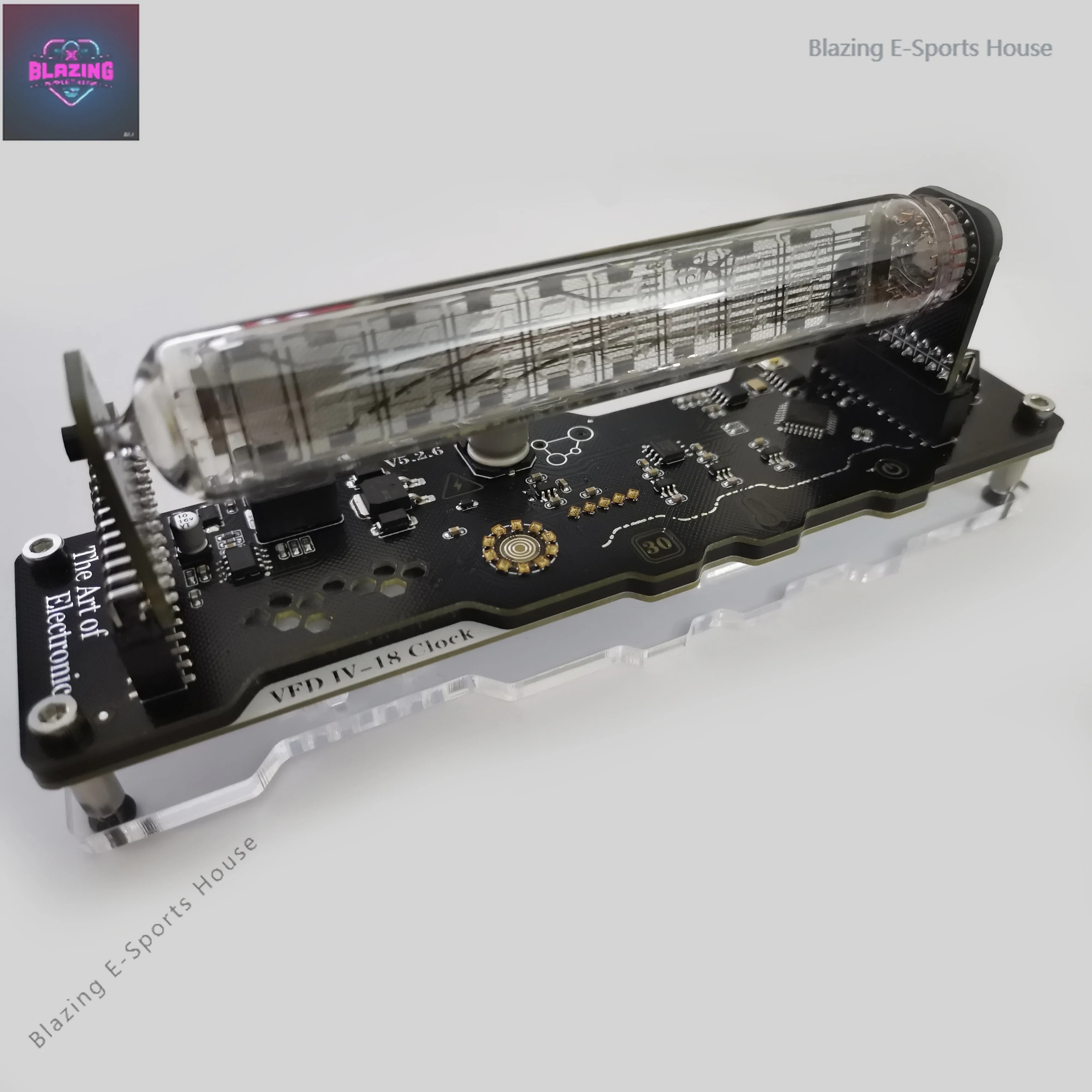IV18 Vacuum Fluorescent Tube Clock Cyberpunk Art Creative Technology Glow Tube Ornament RGB Computer Desk Set