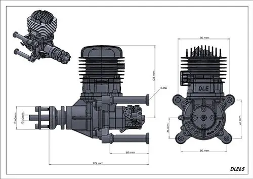 DLE 65cc オリジナルガスエンジン RC 飛行機モデル DLE-65 DLE65cc 用