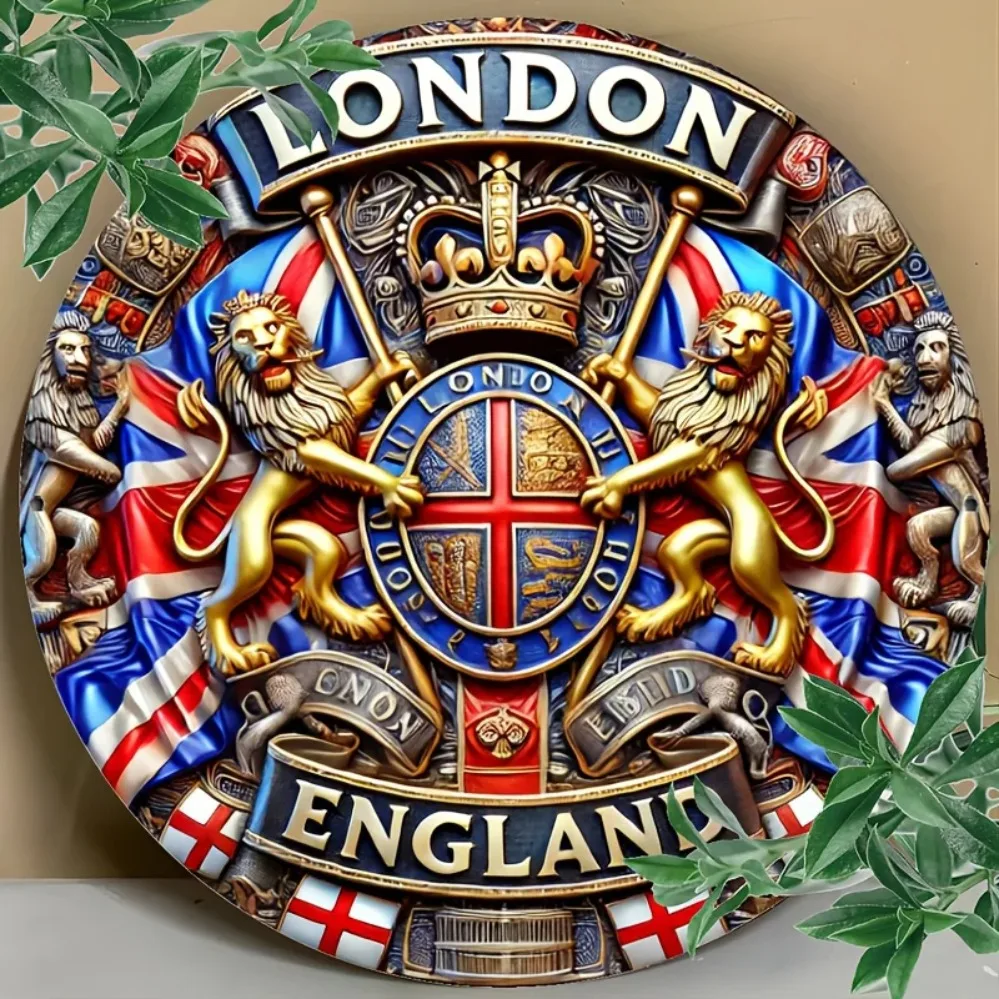 2026 New Vintage Tudor Coat of Arms Enamel Sign for Pub Bar Home Decor