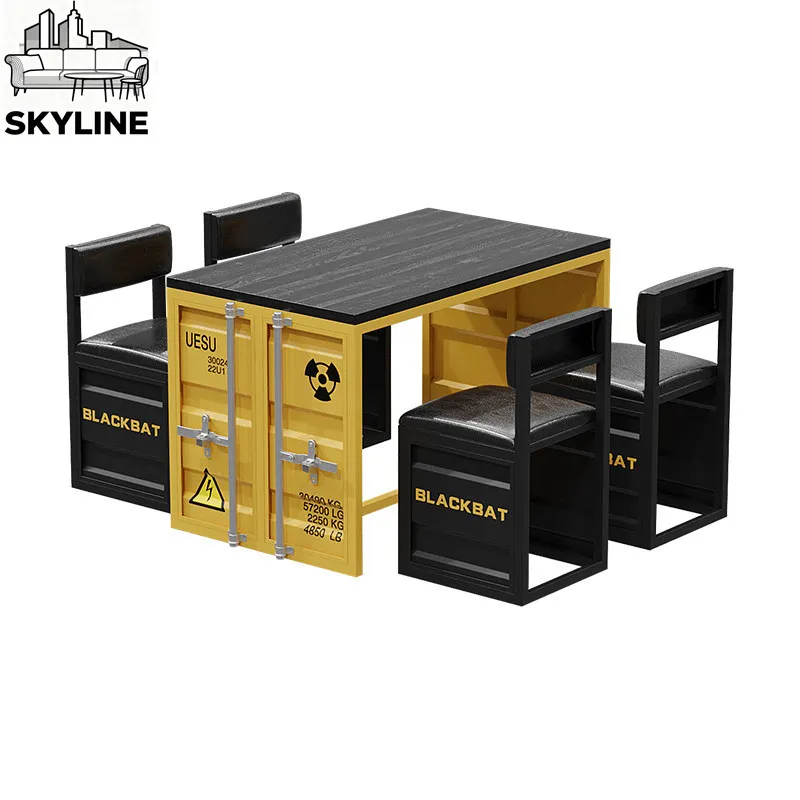 Multi-scene Iron Frame Dining Booth Combo, Industrial Style Lounge Seating for Catering Negotiation Space