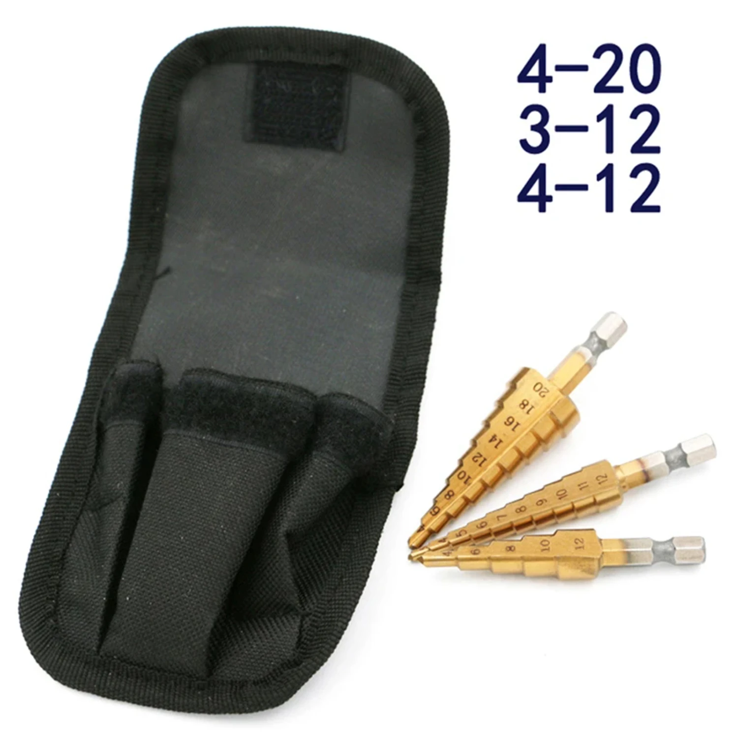 Essential Core Drilling Tools - Straight Groove Coated Step Drill Bits - 3-Piece Set (3mm-12mm, 4mm-12mm, 4mm-20mm)