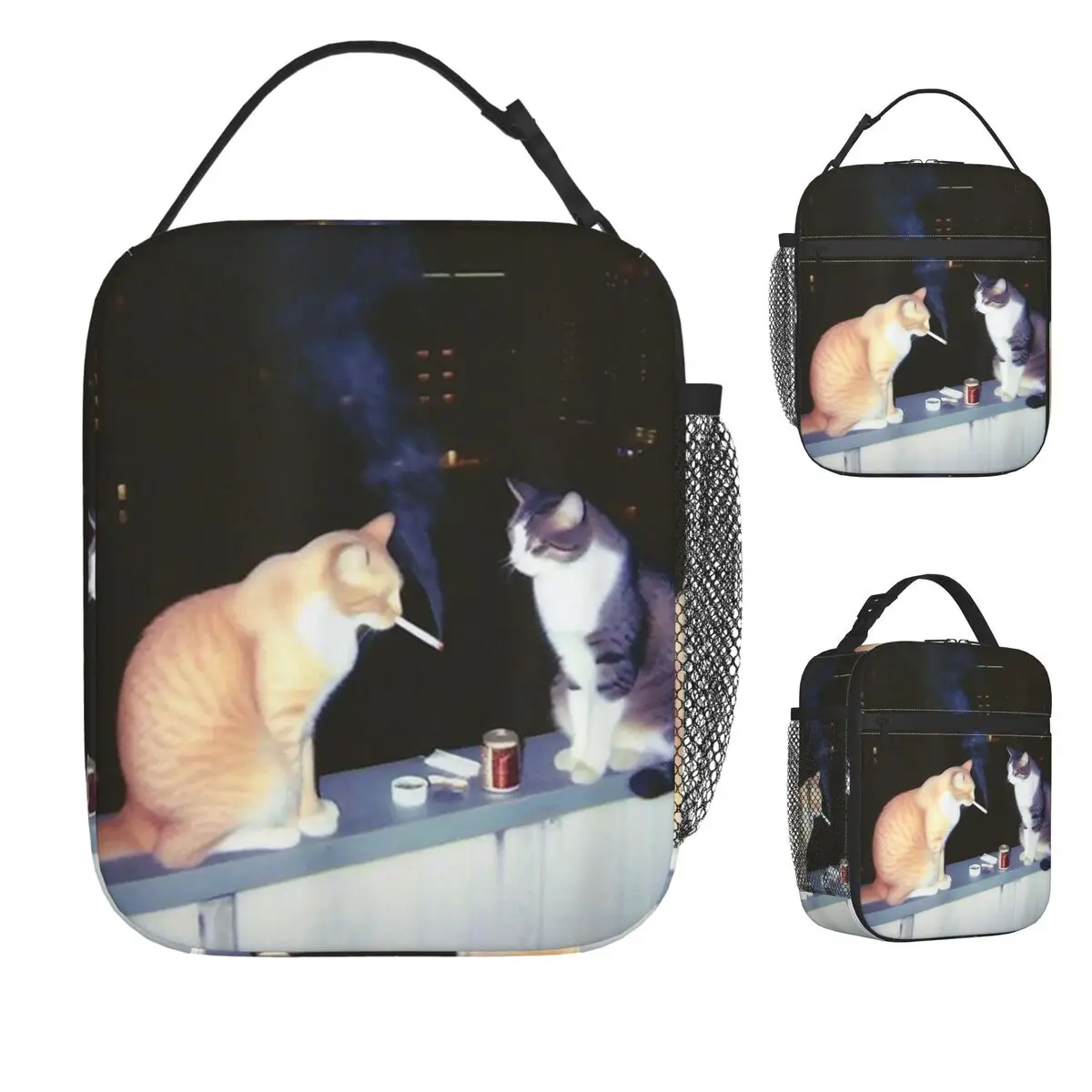 

Забавный кот, мем, кошка, курящая сигарета, любители кошек, сумка для обеда, ланч-бокс, портативная термосумка для пикника на открытом воздухе, сумка-холодильник с принтом