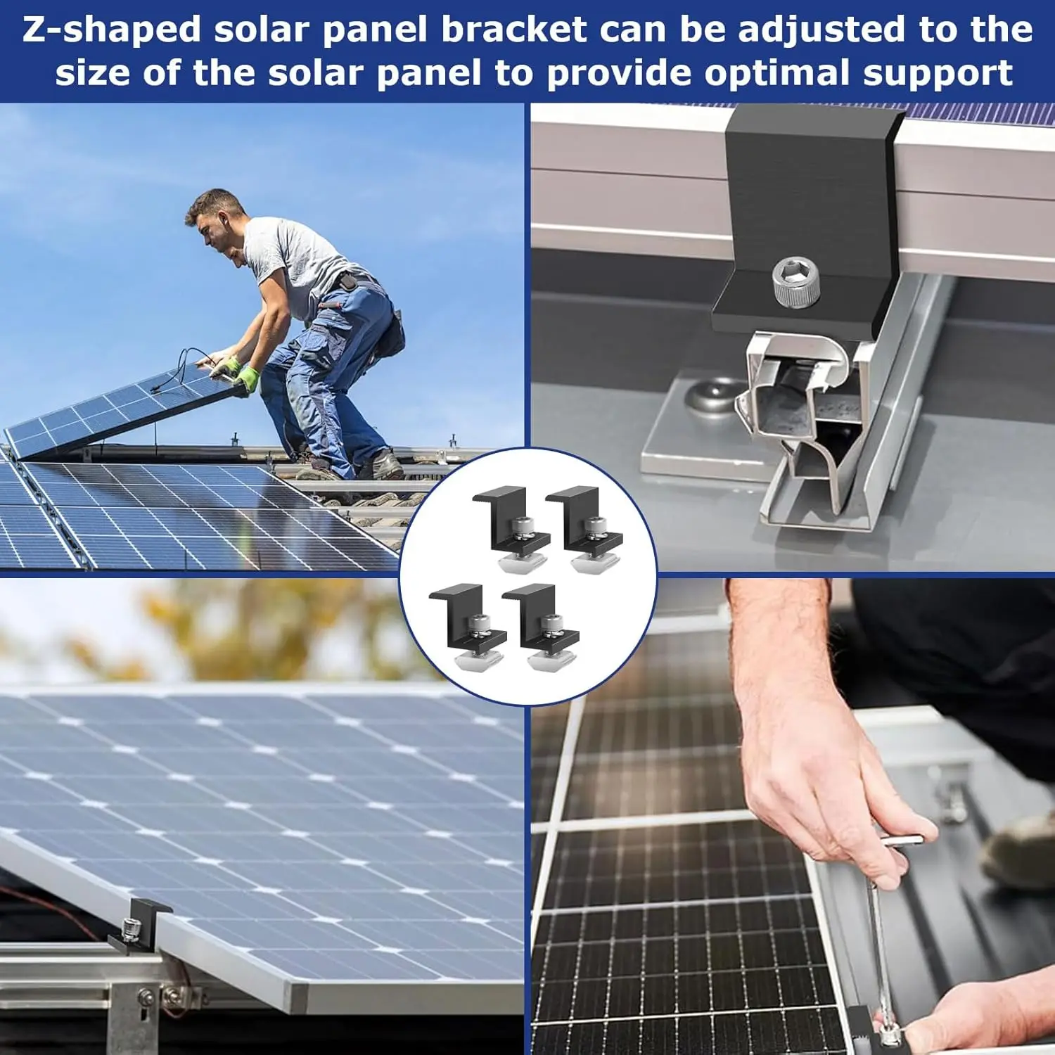 4/8/16Pcs Solar Panel Mounting Fixing Clamp Adjustable Bracket End Mid Clamp PV Panel Clip for Solar Panel PV System Parts