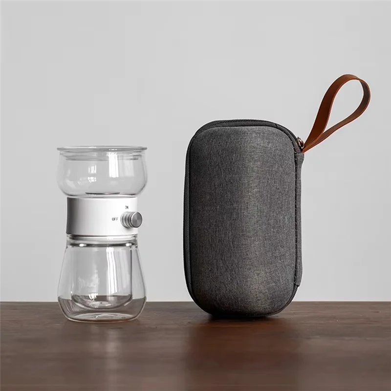 PORK-240Ml Glass Tea Pot Set With One-Key Separation, Stainless Steel Filter And Travel Tea Infuser,Ideal For Steaming Tea