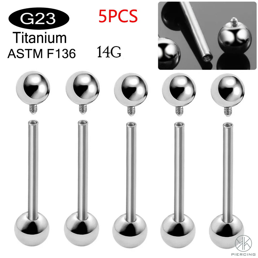 1PC Internally Threaded Titanium Tongue Piercing Earring Industrial Barbell Nipple Ring Cartilage Pircing Body Jewelry Women