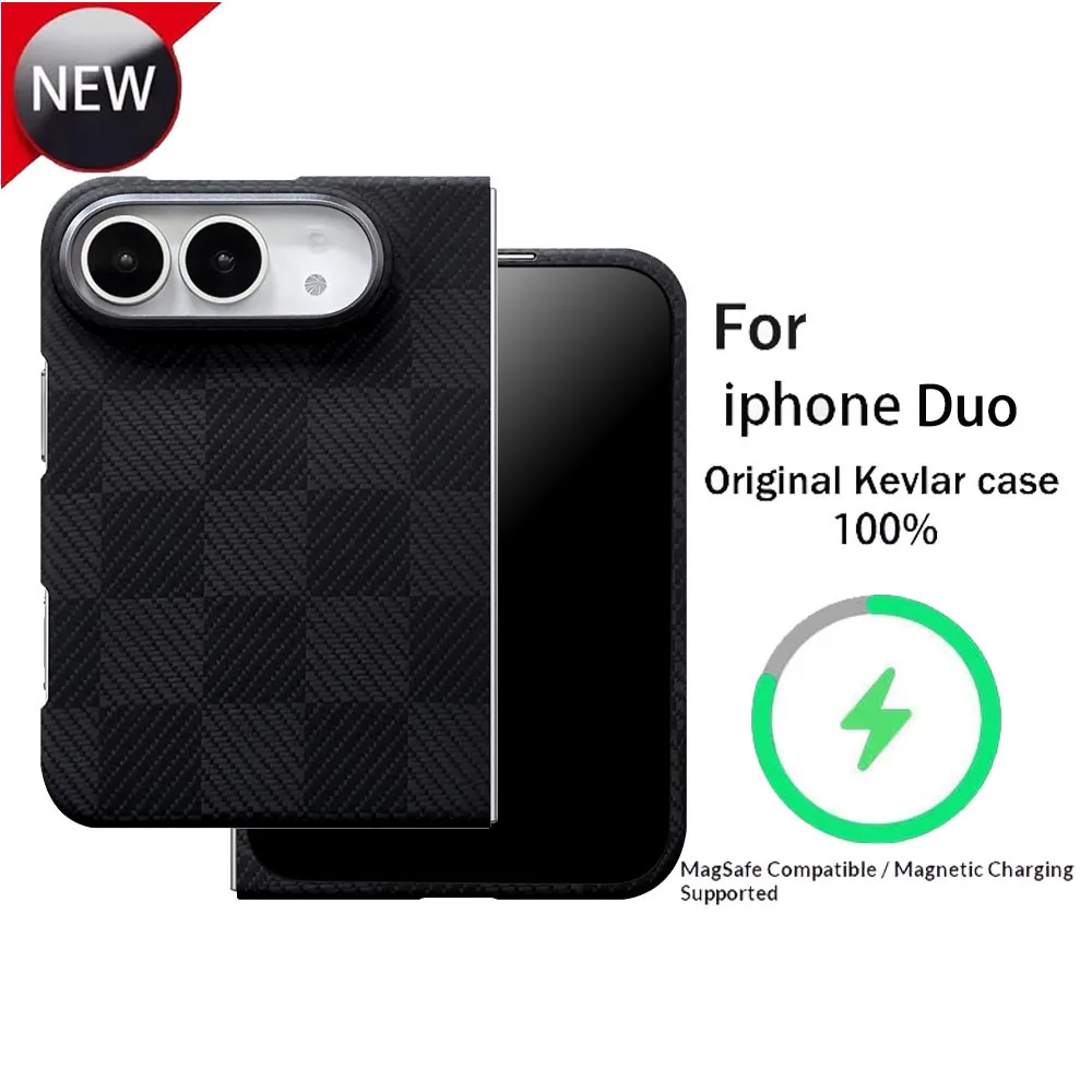 Case For iphon Duo Wide, 100% Kevlar Genuine Aramid Carbon Fiber Luxury materials Ultra Thin Magnetic Magsafe Protective Cover