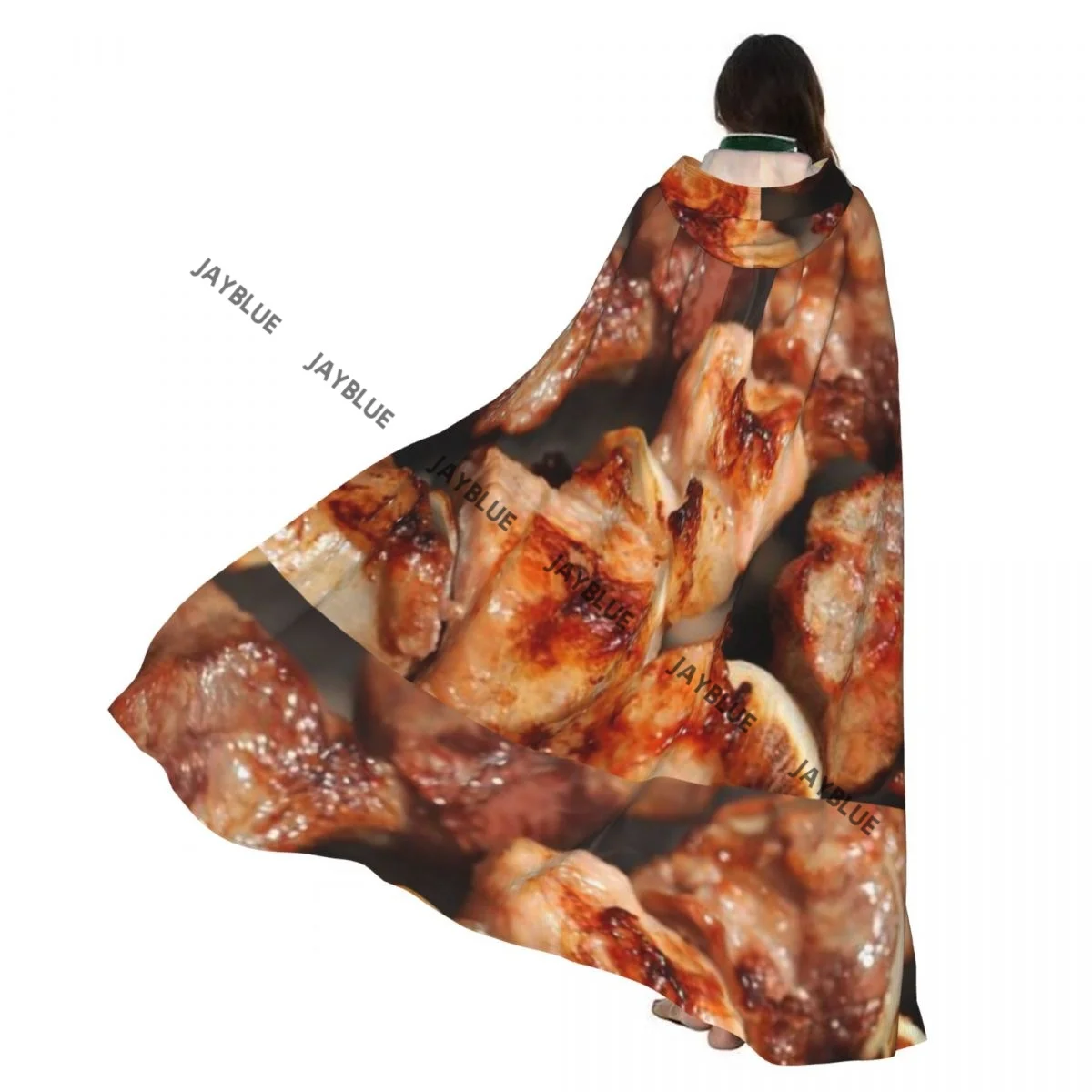 Carne con salsa Preparar en el fuego Capa con capucha Poliéster Unisex Capa de bruja Accesorio para disfraz