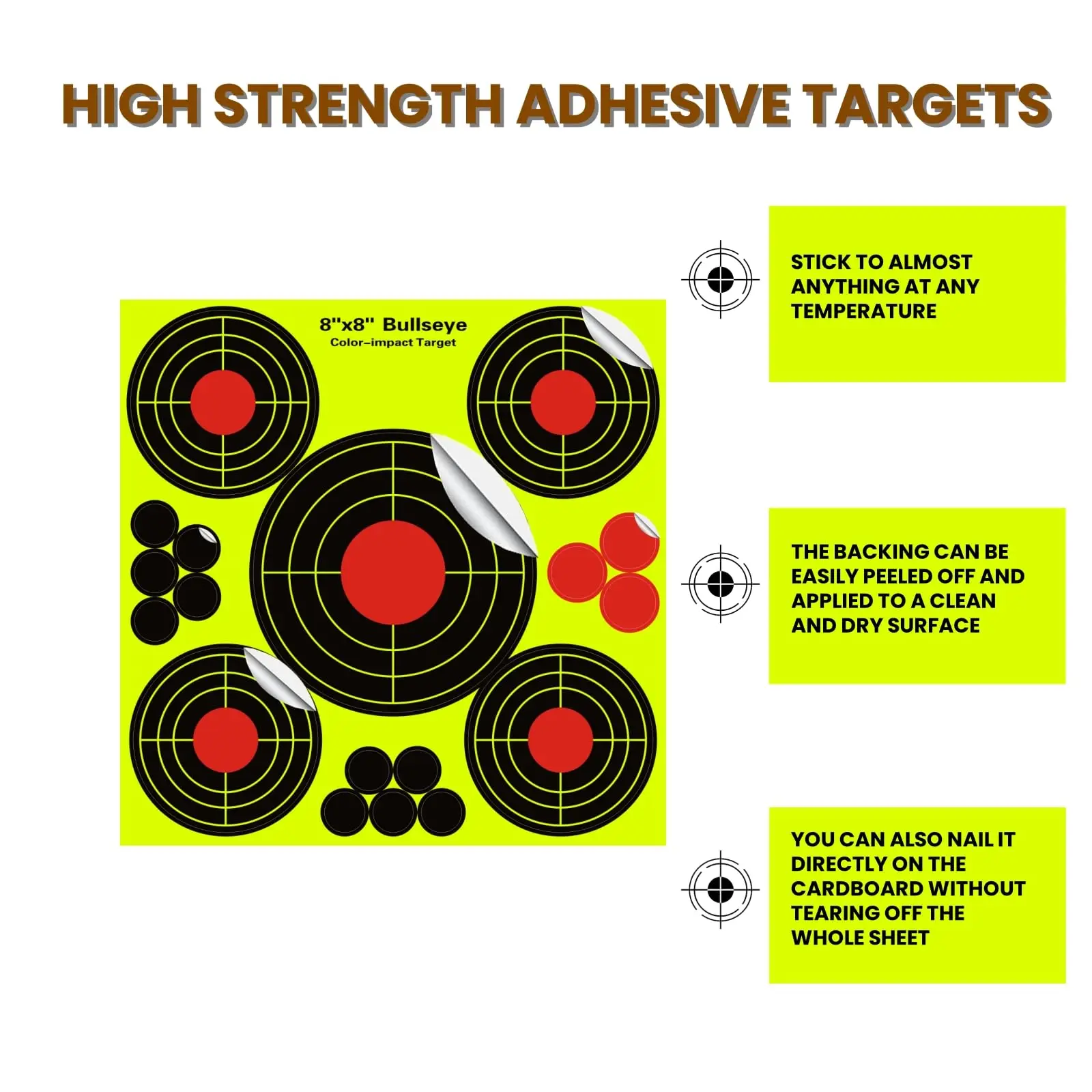 10/20/30Pcs 8 INCH Fluorescent Target Paper Gun Shooting Target Shooting Practice Reactive Sputtering Shooting Rifle Stickers