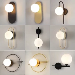 Interior LED Wall Lamps Wall Lighs with G9 Bulb Frosted Glass Ball Black Gold Bedroom LED Wall Sconce for Home Luminuaire Lamp