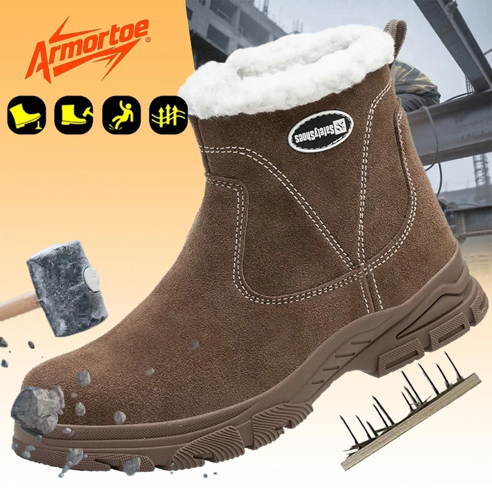 

ArmorToe New Winter Thermal Safety Shoes High Top Fleece Lined Anti-Impact Puncture Proof Unisex Work Boots #Armor2762