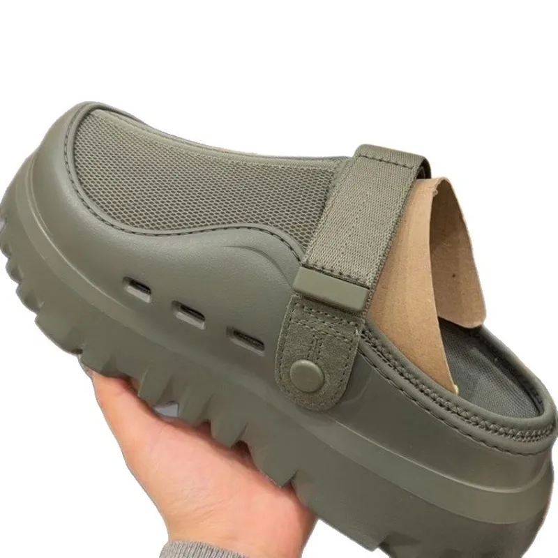 

2026 Fashion Thick Heel Men Women Sandals Roman Style Slip-On Beach Thong Slippers Breathable PU Leather Comfortable Sandals