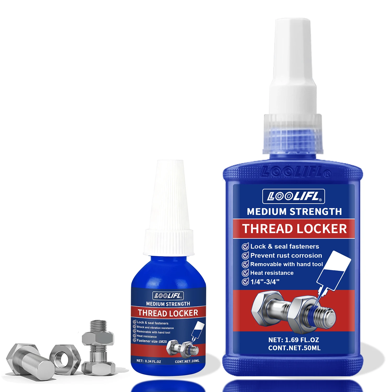 243 لاصق معدني قابل للفصل مع صواميل ومسامير ومثبتات متوسطة القوة لمنع التخفيف والتآكل #1