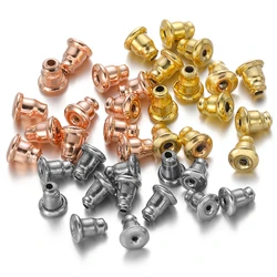 50Pcs Stainless Steel Rose Gold Ear Stopper Bullet Plug Studs Earring Back Supplies for DIY Jewelry Earrings Findings Crafts