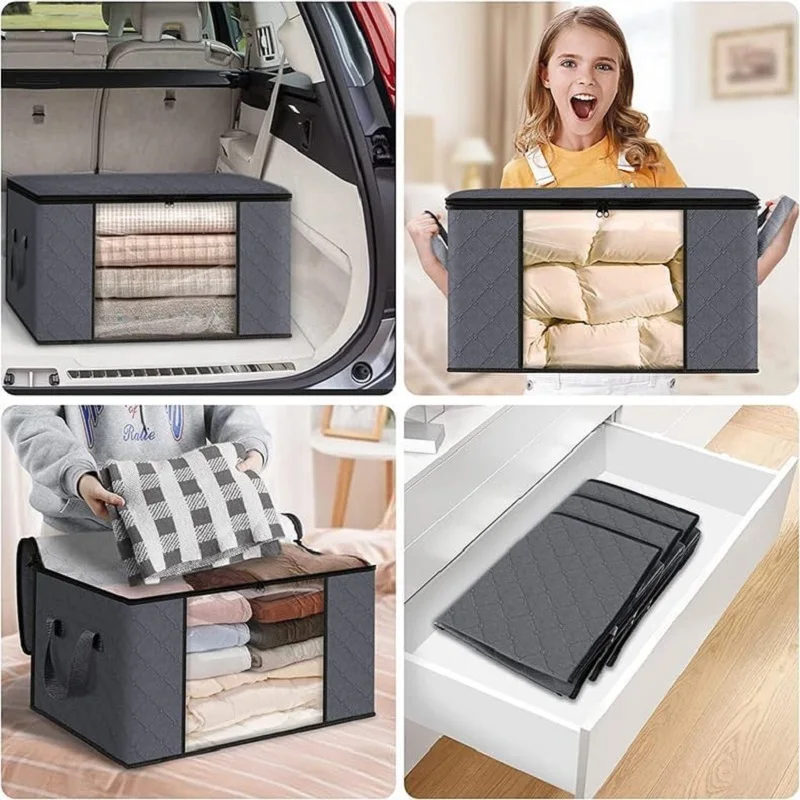 Aufbewahrungstasche, große Kapazität, Steppdecke, Kleidung, Decke, Aufbewahrungstaschen, faltbar, feuchtigkeitsbeständig, staubdicht, Schlafzimmer, Schrank, Kleidung, Organizer – Detail 5