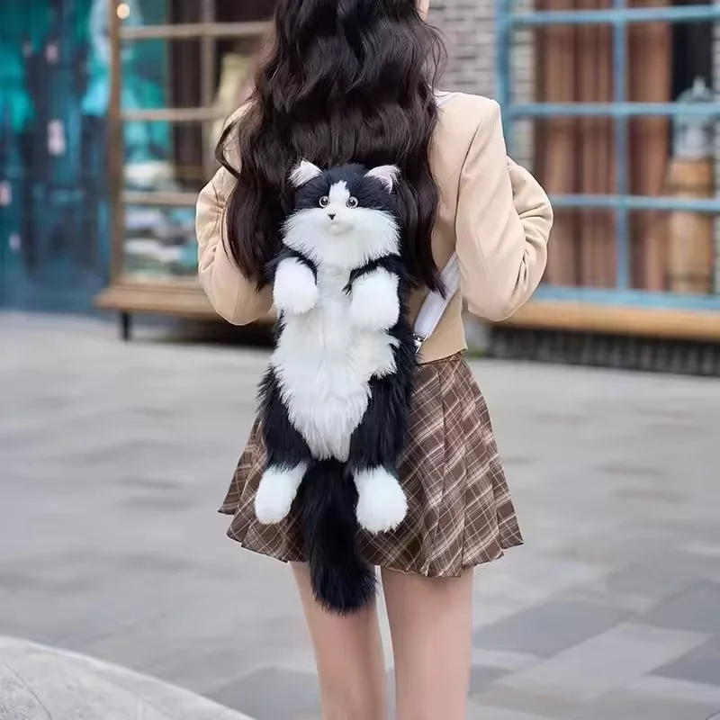 

Fashion Black Cat Backpack Interactive Companion Robot Cat Handmade Weighted Stuffed Animals Perfect Christmas Birthday Gifts