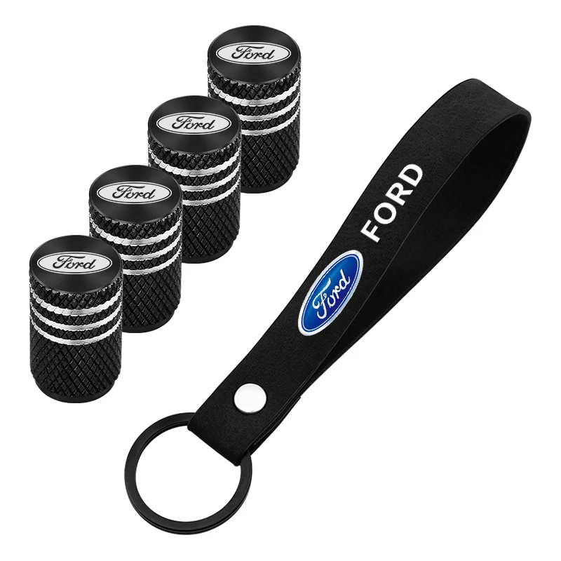 Aluminum Car Key Ring Keychain Tire Valve Caps Tyre Rim Stem Cover for Ford focus Fiesta EcoSport ESCORT ranger fusion mondeo