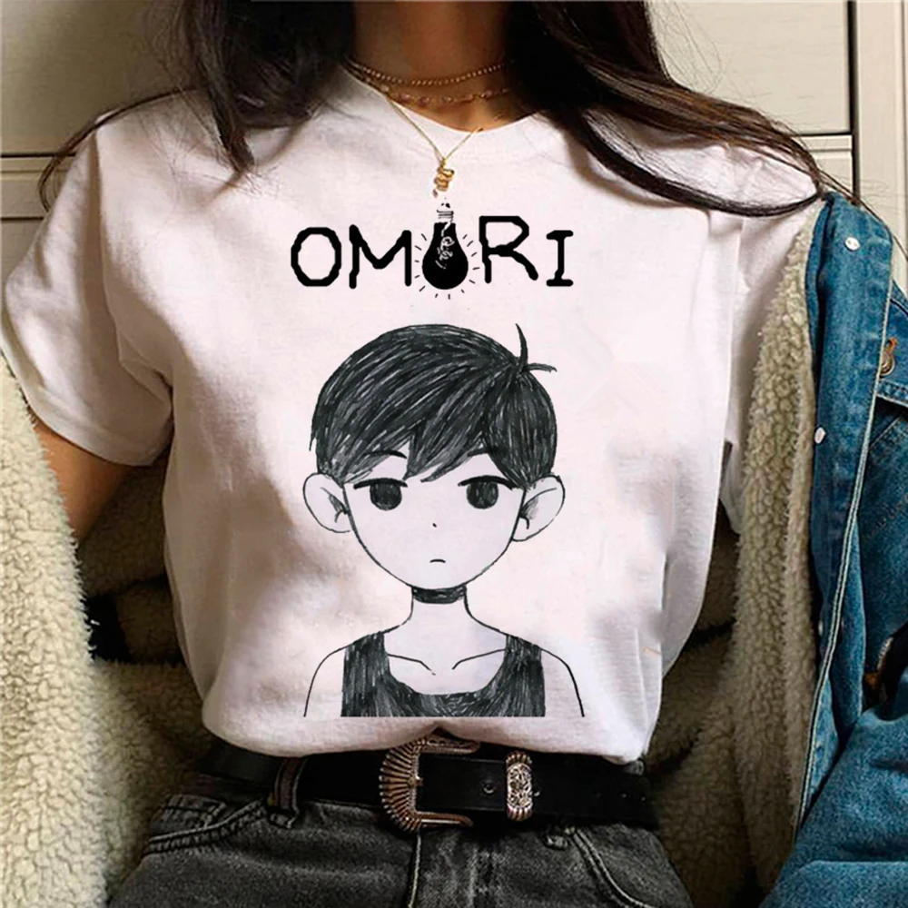 

Omori t shirt women Y2K graphic manga Tee female 2000s Japanese manga clothing