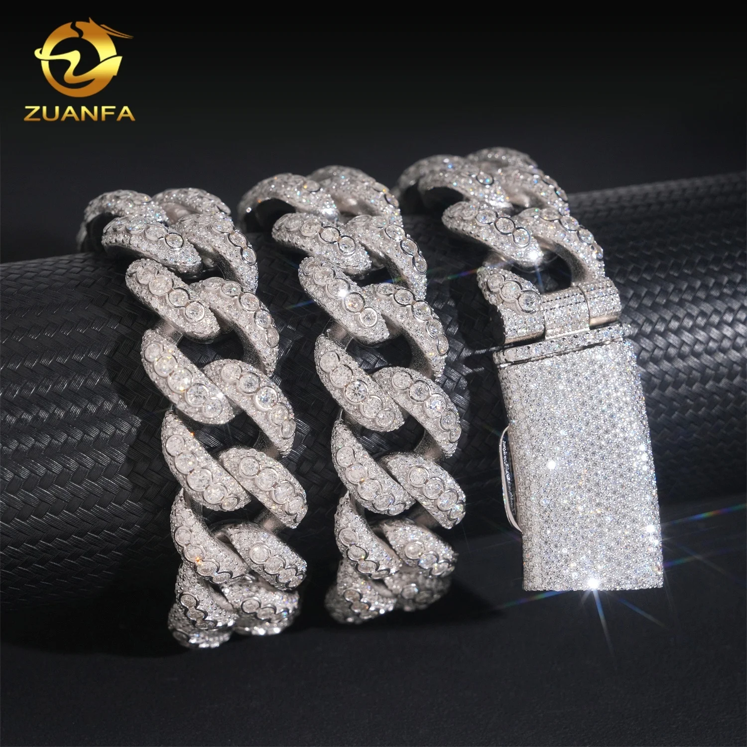 Price Wholesale Pass Diamond Tester 925 Sterling Silver Hip Hop 20mm Moissanite Cuban Link Chain..