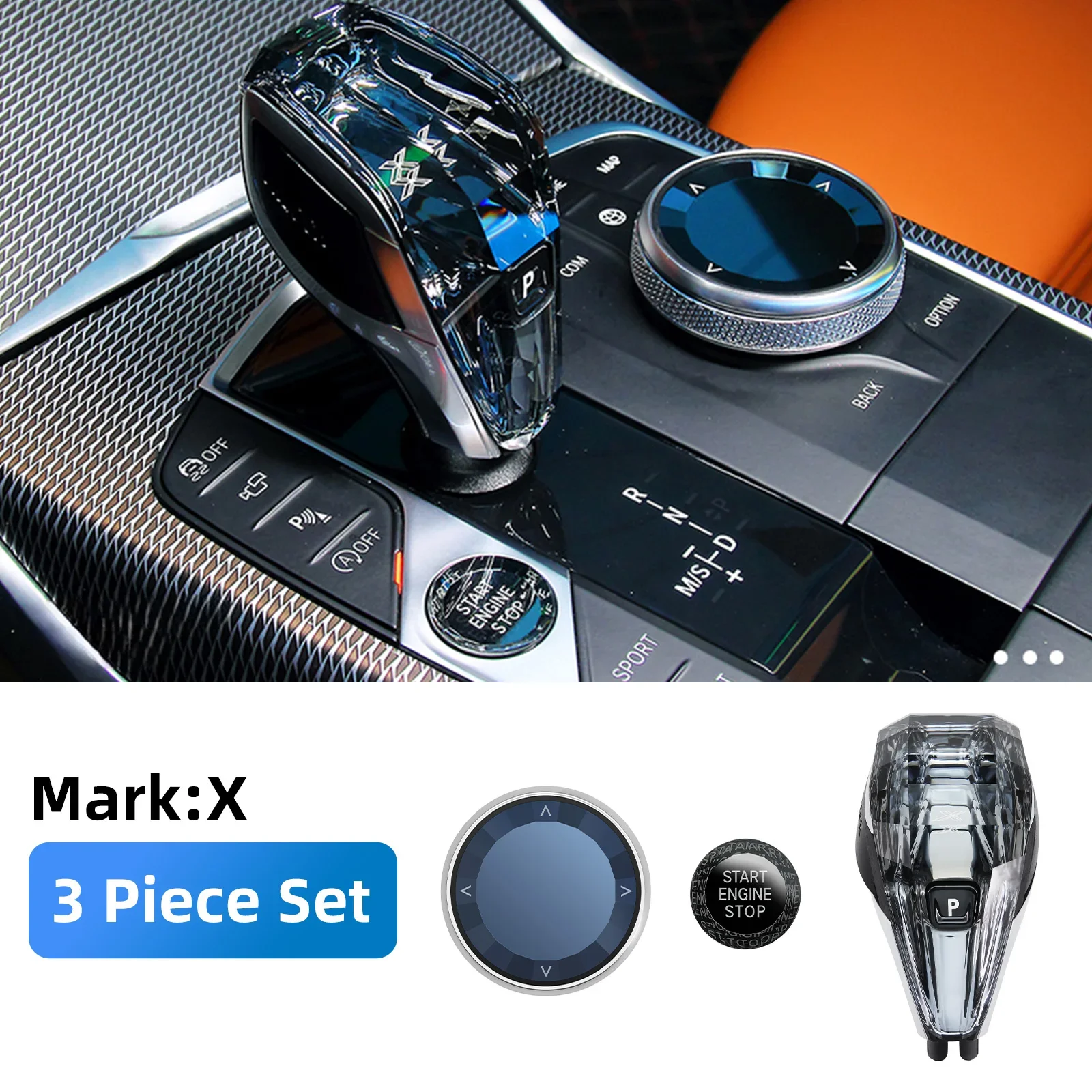 Crystal Pookknop Korte Staaf Type Voor BMW G20 G21 iX3 G08 X3 G01 X6 G06 X7 G07 X5 G05 Auto Crystal Gear Handvat 3 Delige Set