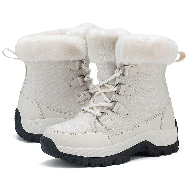 

Boots for Women Winter Comfortable Plush Work Platform Lace Up Casual Warm Cotton Shoes Outdoor Men's Calf Snow Boots 2024