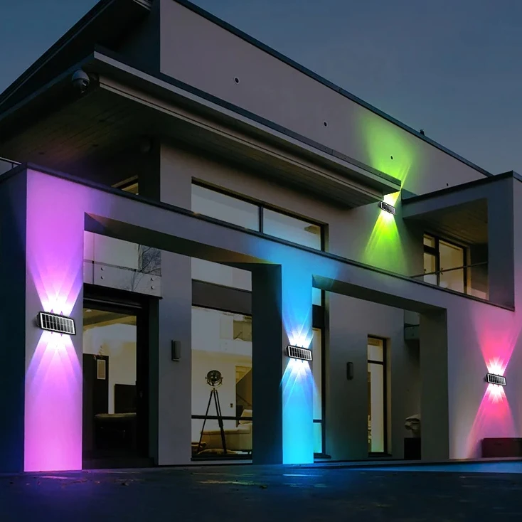 LED Spotlight Outdoor Solar Wall Lights Waterproof Upper And Lower Lighting Solar Powered Streetlight Balcony Courtyard Garden