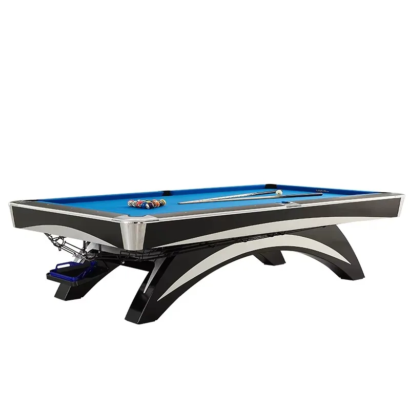 

Customizable Solid Wood Pool Table Leather Pockets Stable Playing Surface 30 Years Durable High Speed Cloth
