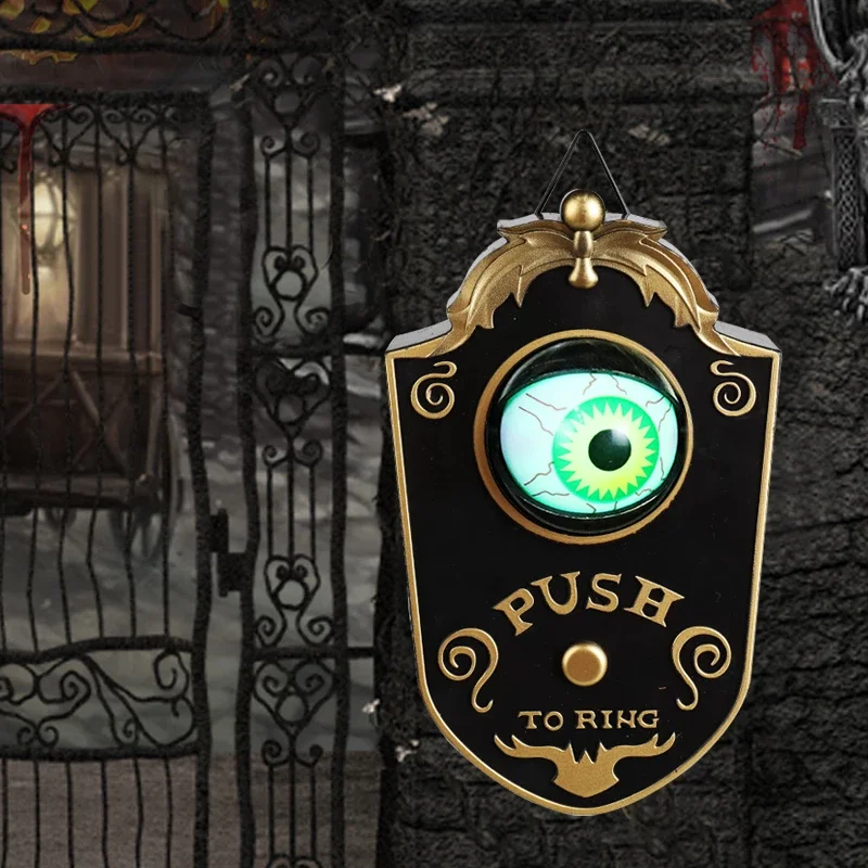 Halloween Decoration One-eyed Doorbell Horror Props Ghost\'s Day Glowing Home Hanging Electric Luminous Sounding Eyeball Doorbell