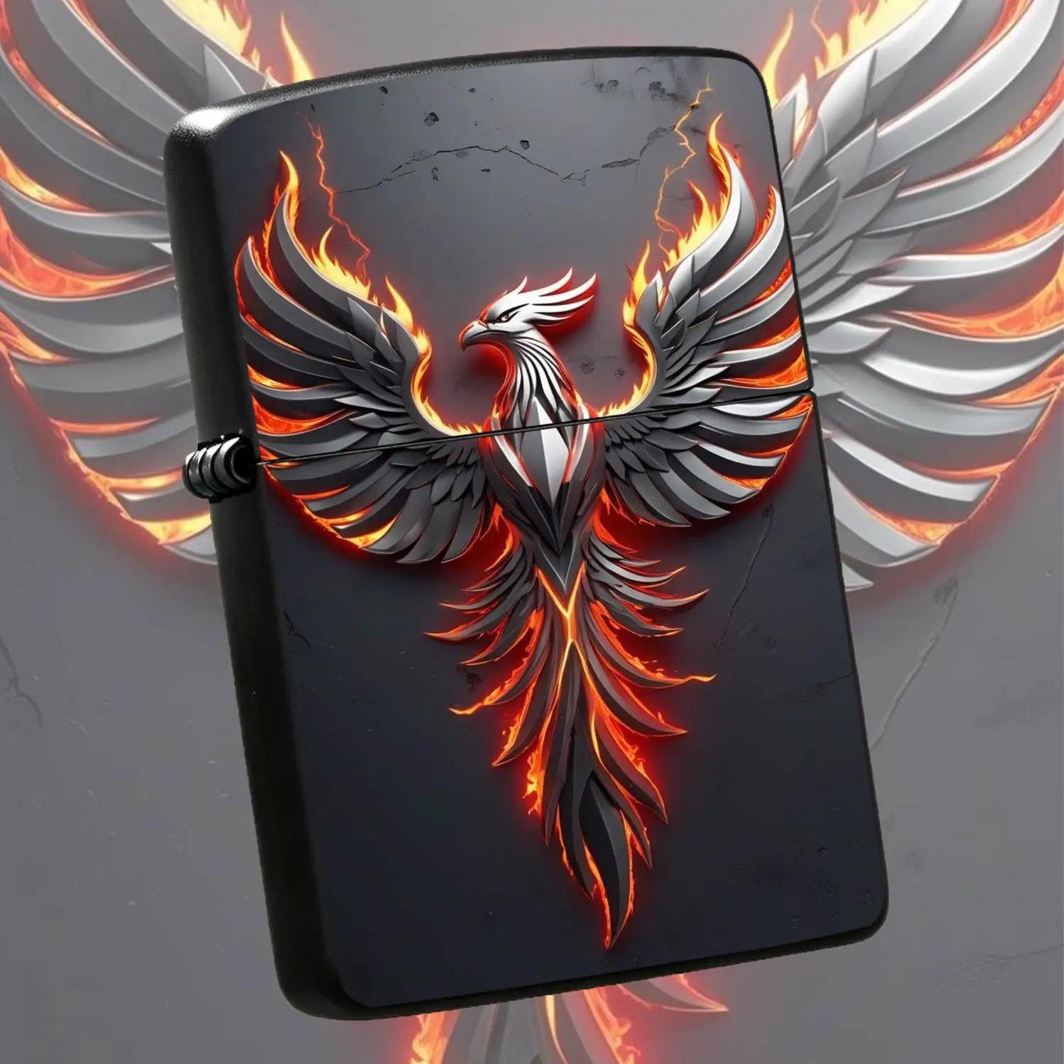 Cool Phoenix Themed Portable Lighter, Industrial Style Flame Embossed Texture Design, Suitable For Outdoor Trips, Daily Household Use, Gifting Scenarios, Trendy Creative Practical Portable Supplies With Stunning Visual Appeal A Humorous And