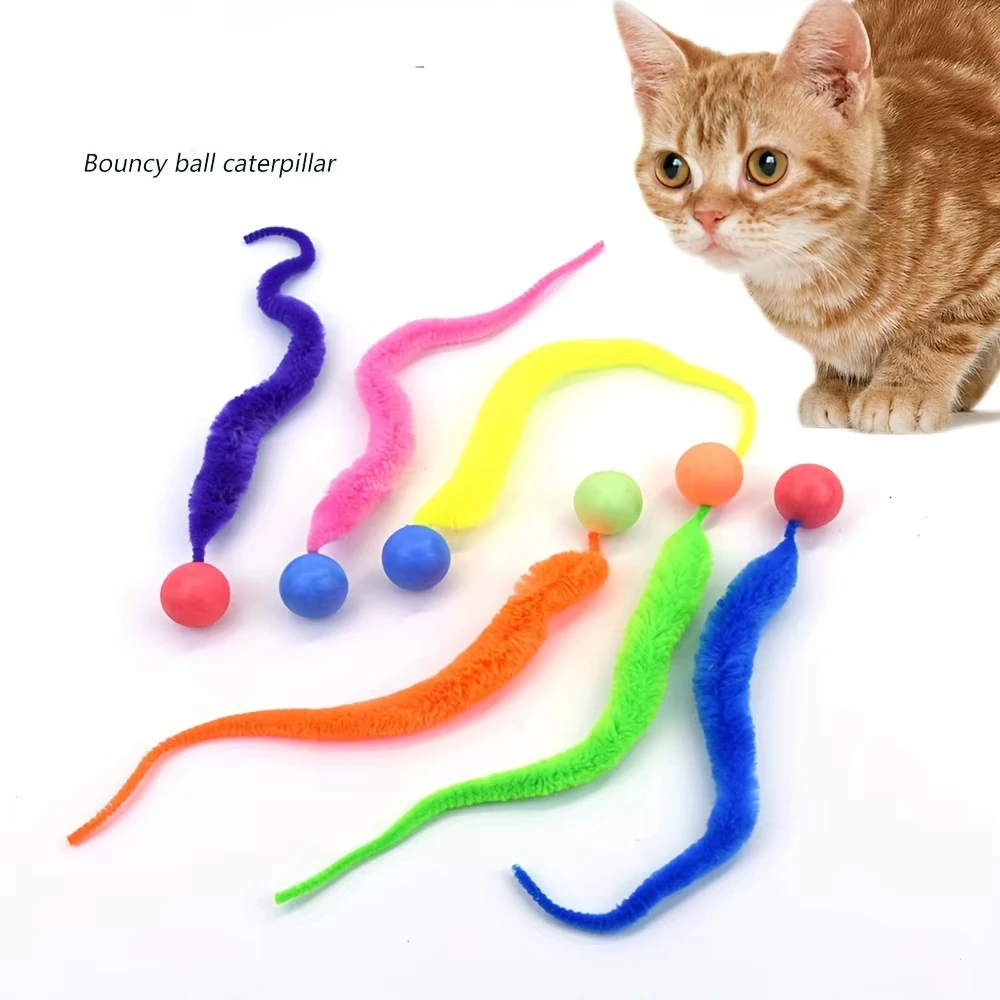 

Cat interactive toys Tickle Cat Colorful bouncing ball Pet supplies Puzzle teasing indoor cat worm caterpillar elastic toy
