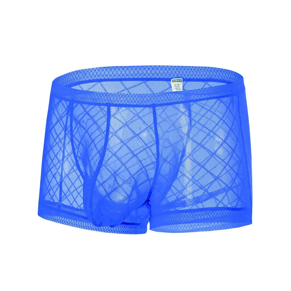 Jinshi Men's Sexy Underwear Briefs See Through Sheer Mesh Boxer Briefs with Pouch