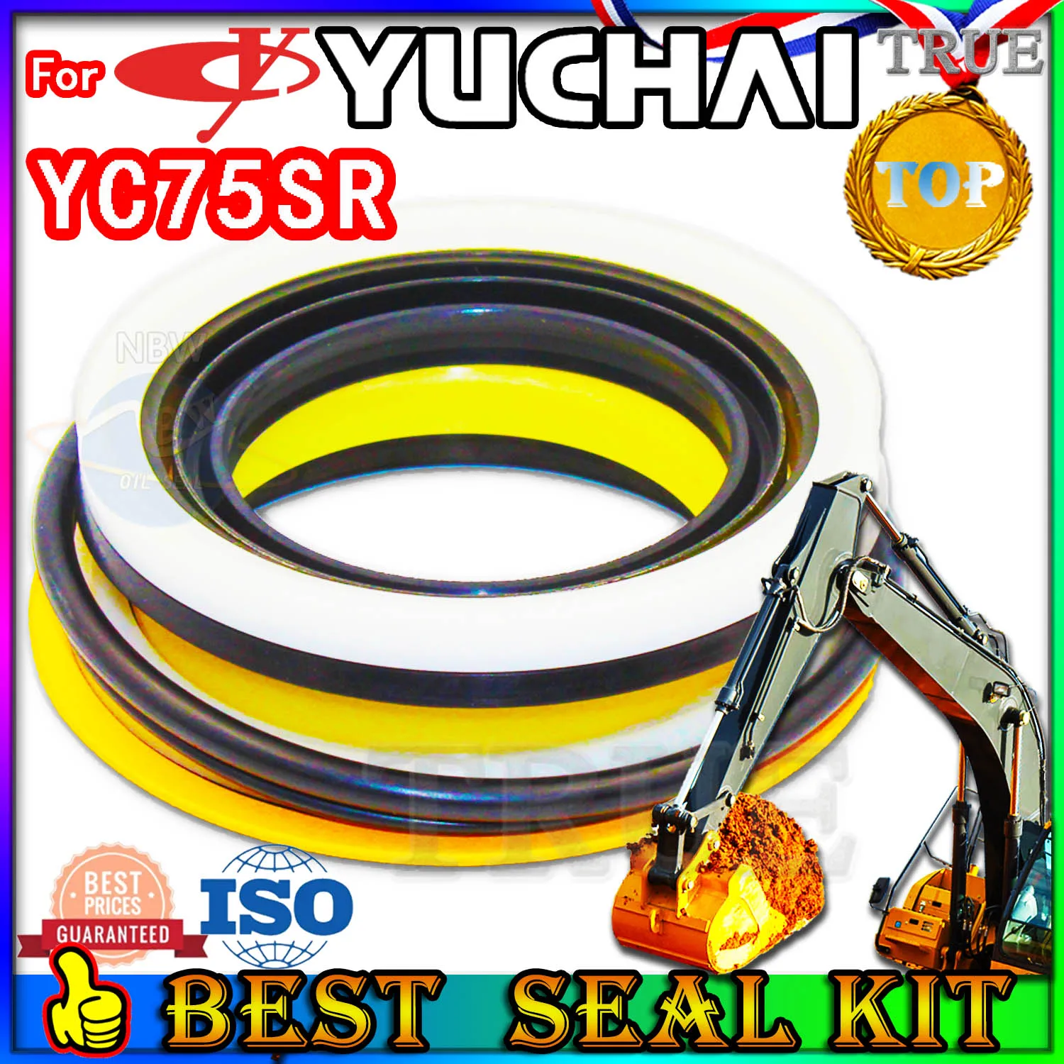 For Yuchai YC75SR Oil Seal Repair Kit Boom Arm Bucket Excavator Hydraulic Cylinder Wheel Control Pilot Valve Blade TRAVEL Engine