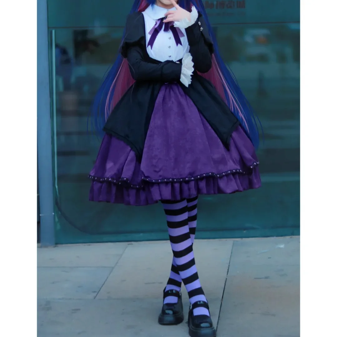 Panty Stocking with Garterbelt Cosplay Costume Stocking Purple Lolita Dress Wig Props Women Halloween Anime Full Outfit view 4
