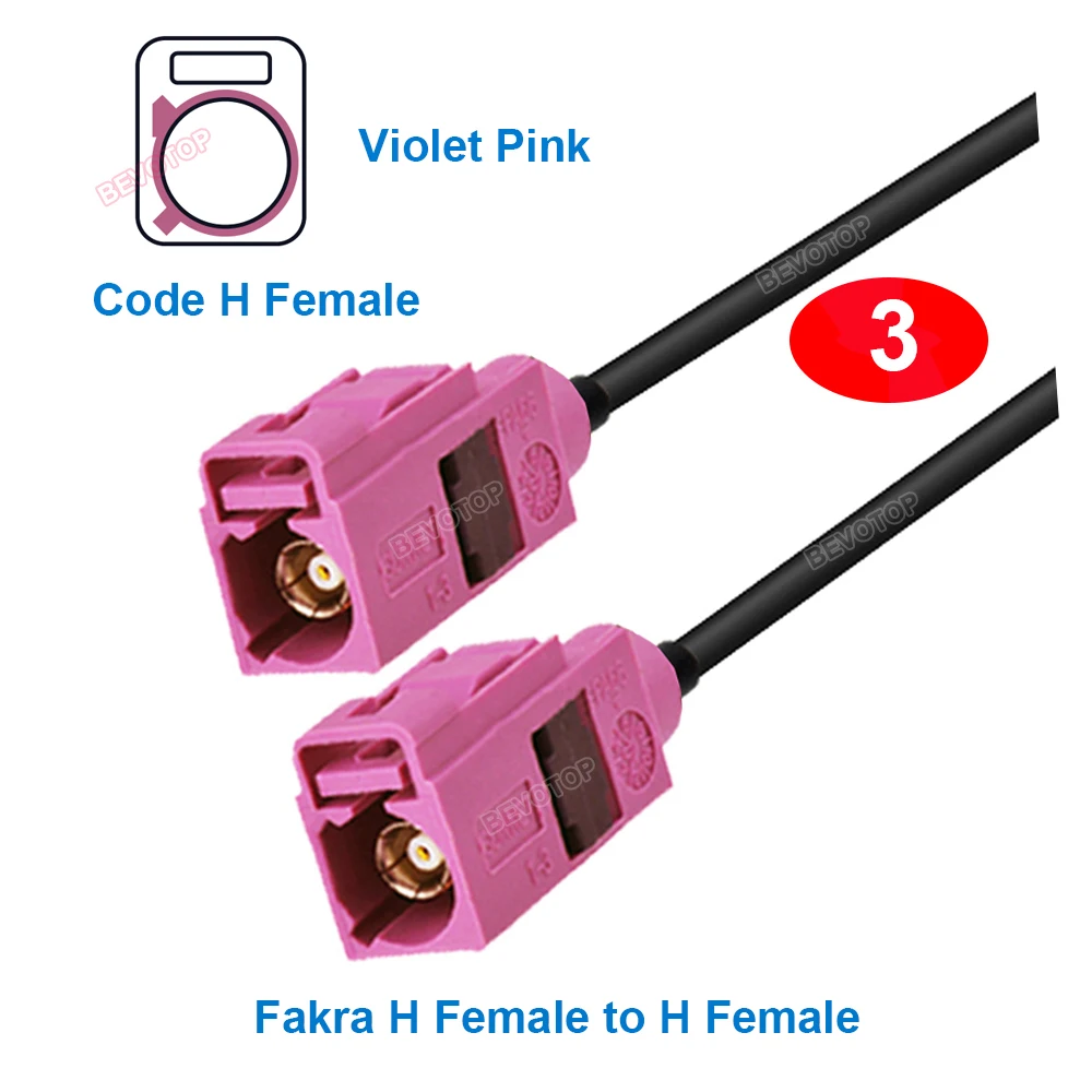 1PCS H-type Fakra Jumper Violet Pink Fakra Male/ Female connector RG174 Pigtail RF Coaxial Extension Cable Cord BEVOTOP 10CM~20M