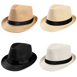 Outdoor Summer Sunshade Straw Hat Stage Dance Cowboy Jazz Party Panama Cap Travel Sunhat Beach Foldable Fishierman Bucket Hat