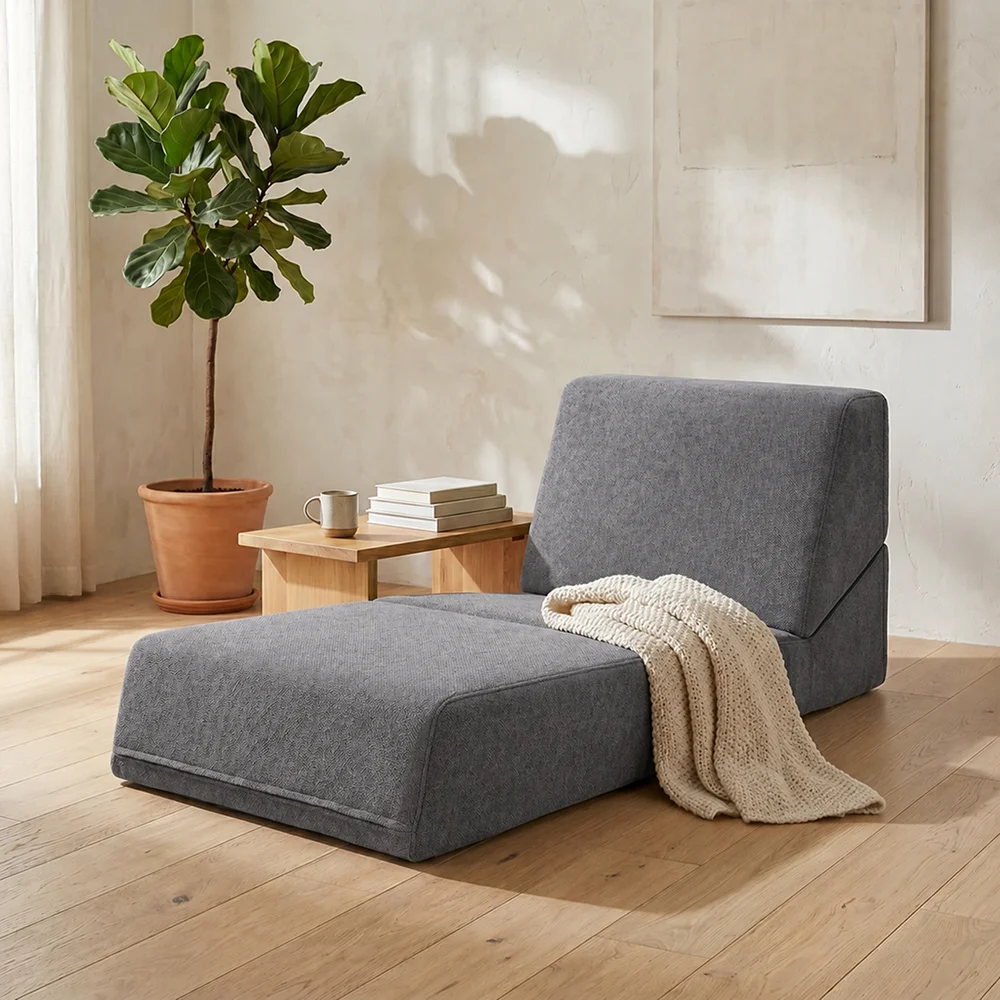 3-in-1 Multi-Position Lazy Lounge Chair, Vacuum Packed Floor Couch with Removable Washable Cover High Density Foam for Apartment