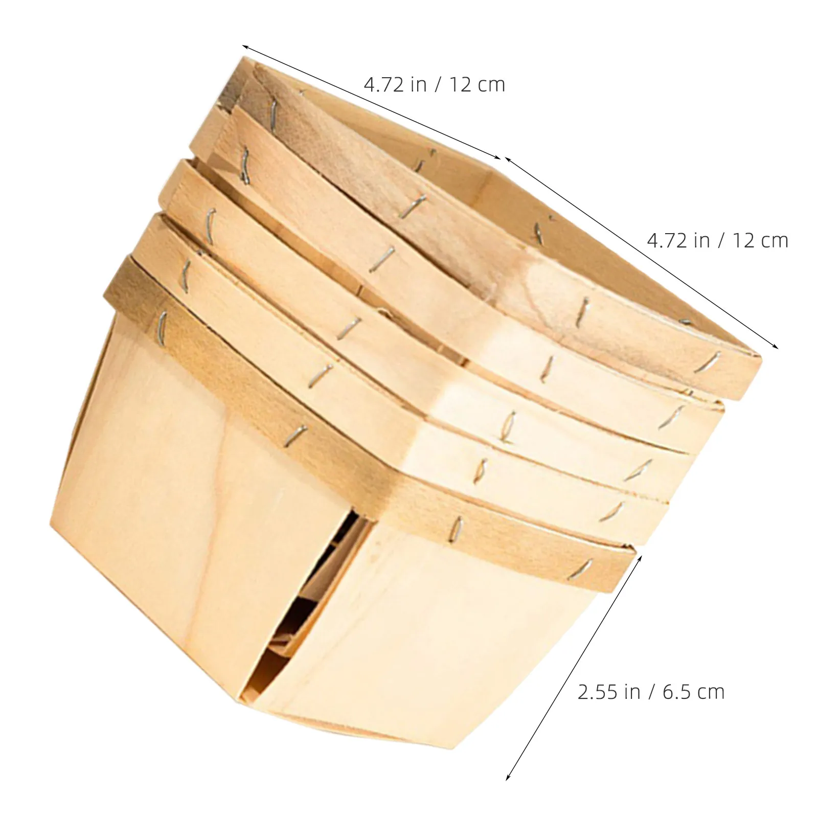 24Pcs Wooden Fruit Berry Baskets Natural Texture 4.8x4.8x2.6in Mini Square Vented Container Boxes for Food Storage Party Decor